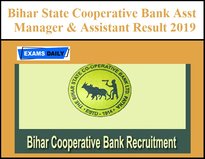 Bihar State Cooperative Bank AM & Assistant Mains Score Card & Cut Off 2019