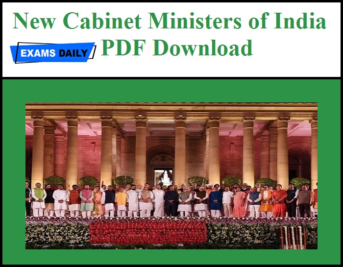 New Cabinet Ministers Of India 2019 Pdf Download Exams Daily