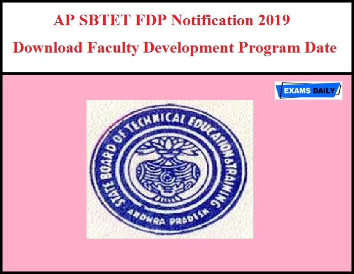 AP SBTET FDP Notification 2019