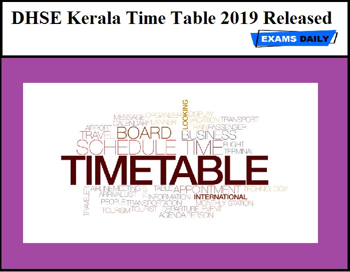 DHSE Kerala Time Table 2019 Released