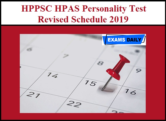 HPPSC HPAS Personality Test Revised Schedule 2019