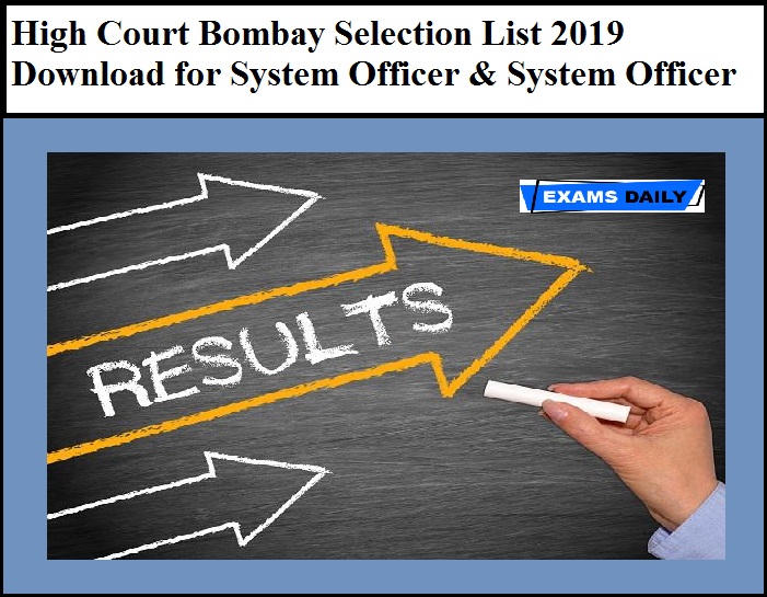 High Court Bombay Selection List 2019 Released