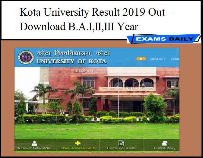 Kota University Result 2019 Out – Download B.A.I,II,III Year