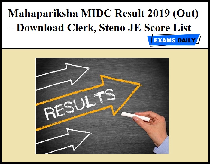 Mahapariksha MIDC Result 2019 (Out) – Download Clerk, Steno JE Score List