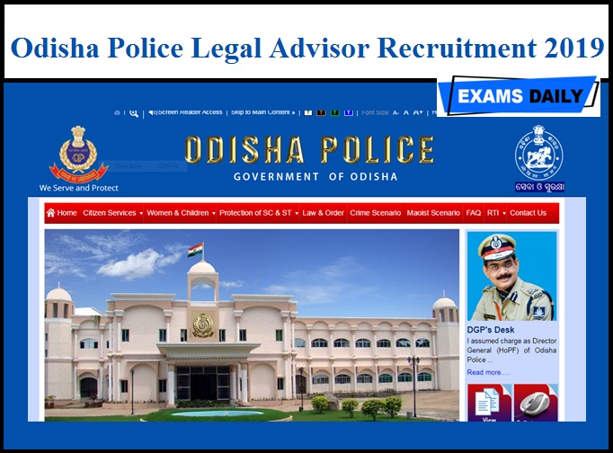 Odisha Police Recruitment 2019 (Out) – Legal Advisor Vacancy