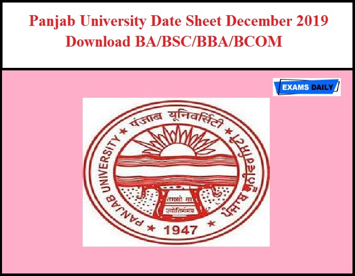 Panjab University Date Sheet December 2019