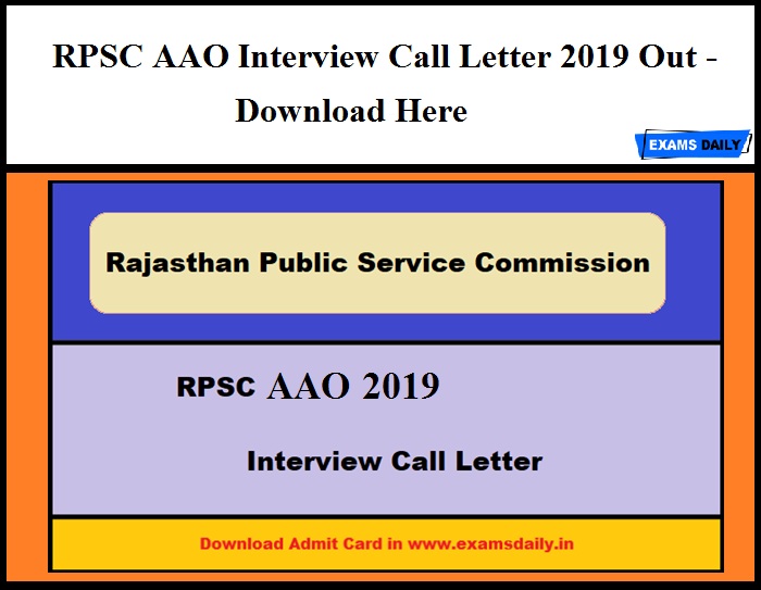 RPSC AAO Interview Call Letter 2019 Out - Download Here