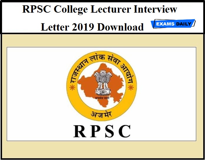 RPSC College Lecturer Interview Letter 2019 Download