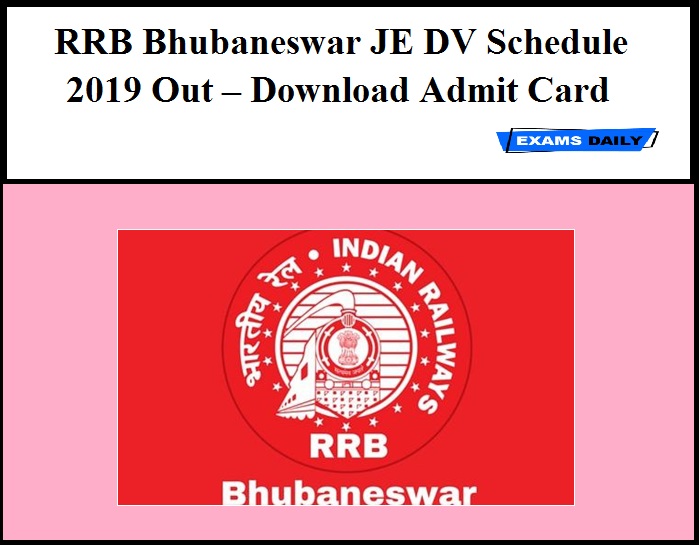 RRB Bhubaneswar JE DV Schedule 2019 Out – Download Admit Card