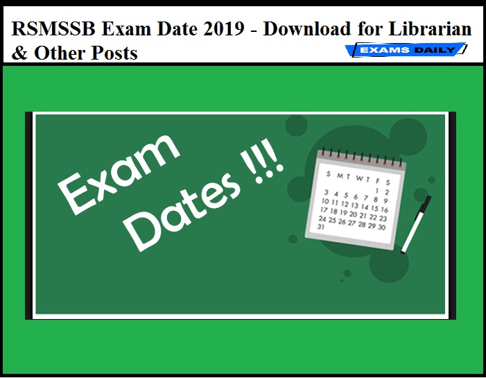 RSMSSB Exam Date 2019 Released