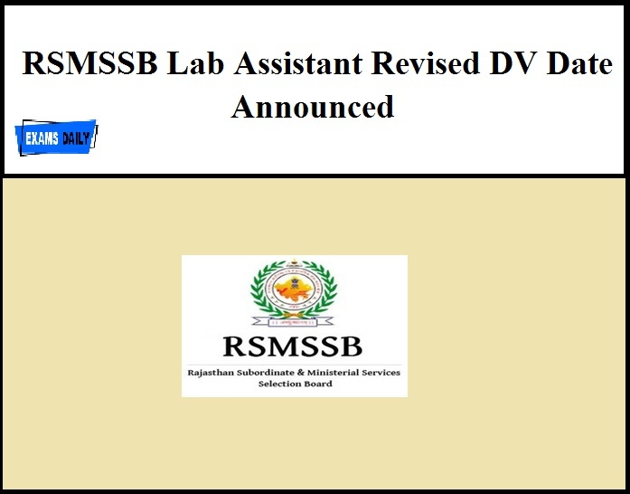 RSMSSB Lab Assistant Revised DV Date Announced