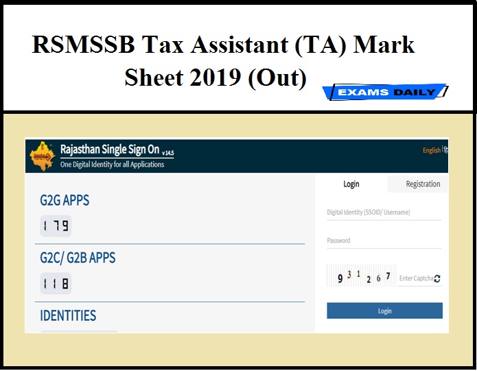 RSMSSB Tax Assistant (TA) Mark Sheet 2019 (Out)
