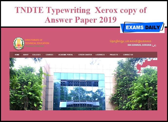 TNDTE Typewriting Xerox copy of Answer paper 2019