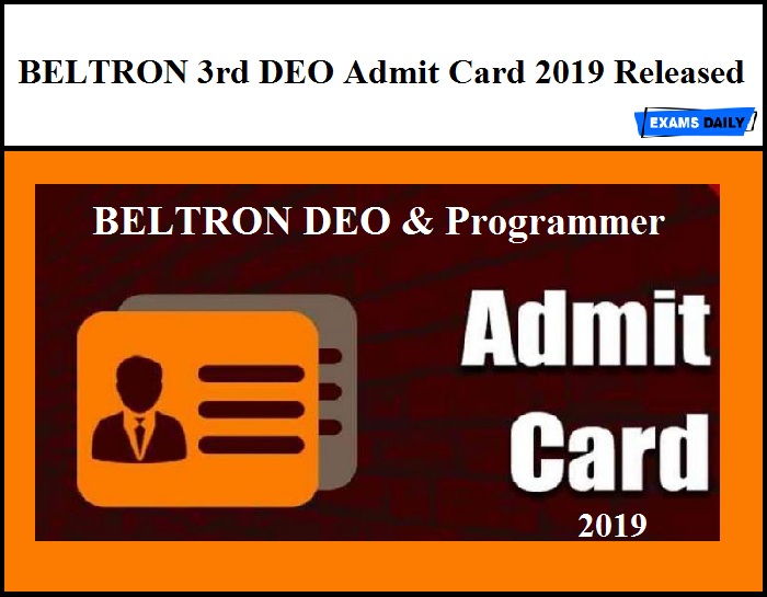 BELTRON DEO Admit Card 2019 Released – Download Programmer Exam Date