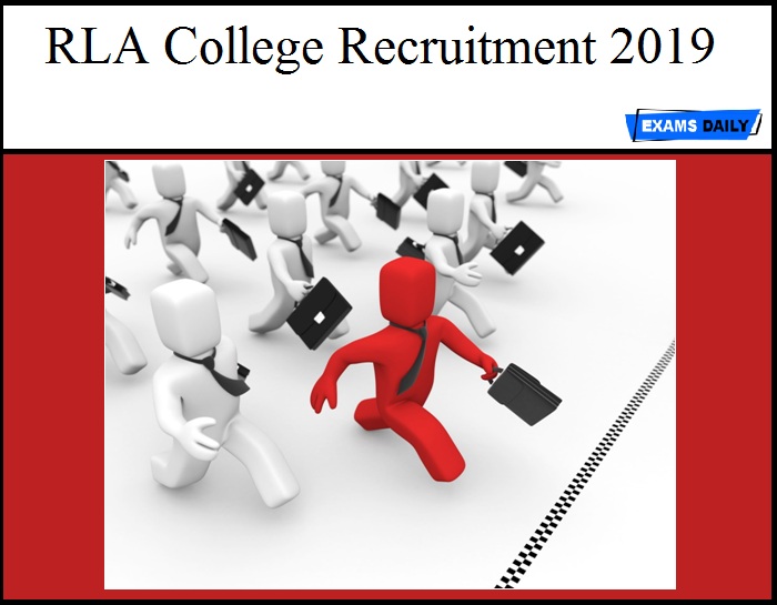 RLA College Recruitment 2019 Out - Apply Online for 54 Assistant Professor Vacancy