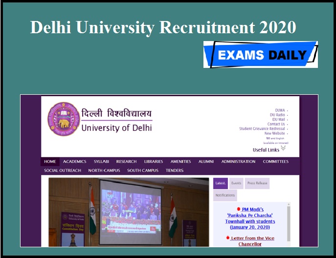 Delhi University Recruitment 2020 out | Apply Now