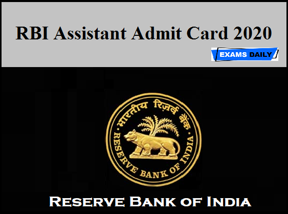 RBI Assistant Admit Card 2020 - Exam Date Out