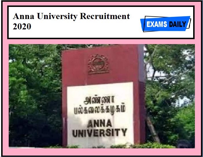 Anna University Recruitment 2020 OUT – Resident Counselor Vacancy