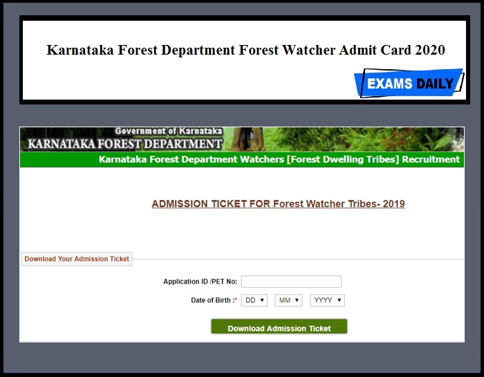 Karnataka Forest Department Forest Watcher Admit Card Out Download