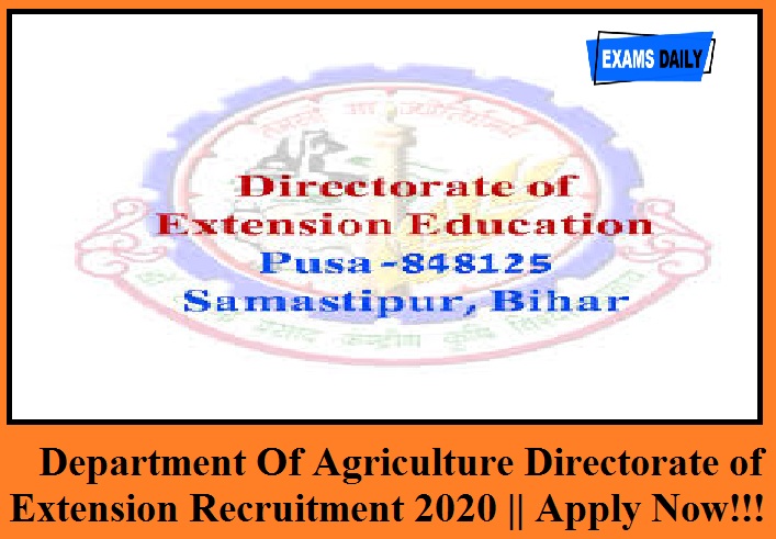 Directorate Of Extension Recruitment 2020 out – 1,12,400 Salary || Stenographer || Apply Now!!!