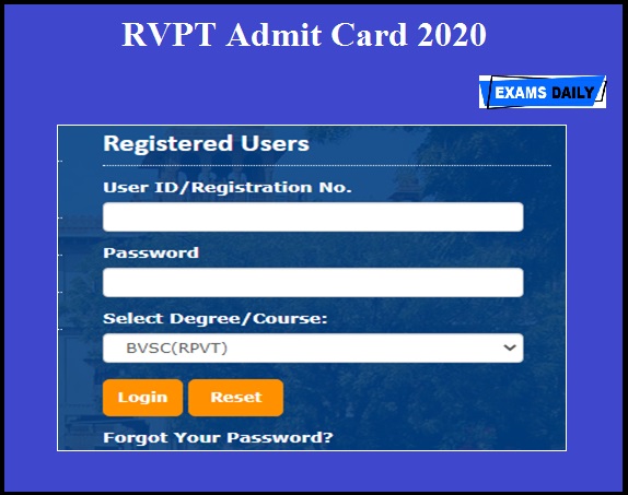 RVPT Admit Card 2020