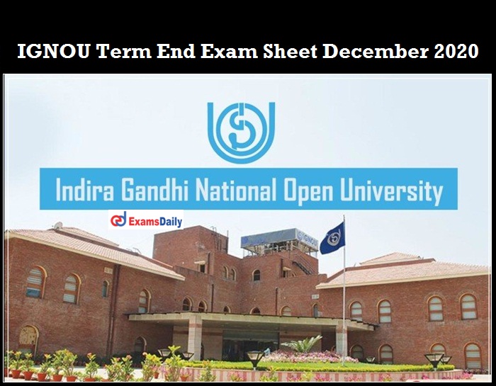 Indira Gandhi National Open University Date Sheet 2020 OUT