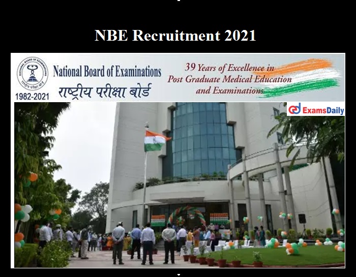NBE Recruitment 2021 OUT