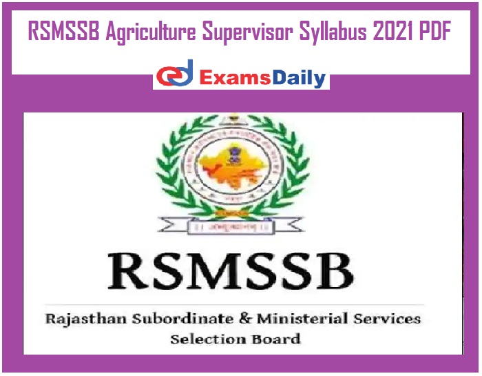 41+ Rajasthan Agriculture Supervisor Syllabus Pdf