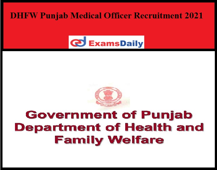 DHFW Punjab Medical Officer Recruitment 2021