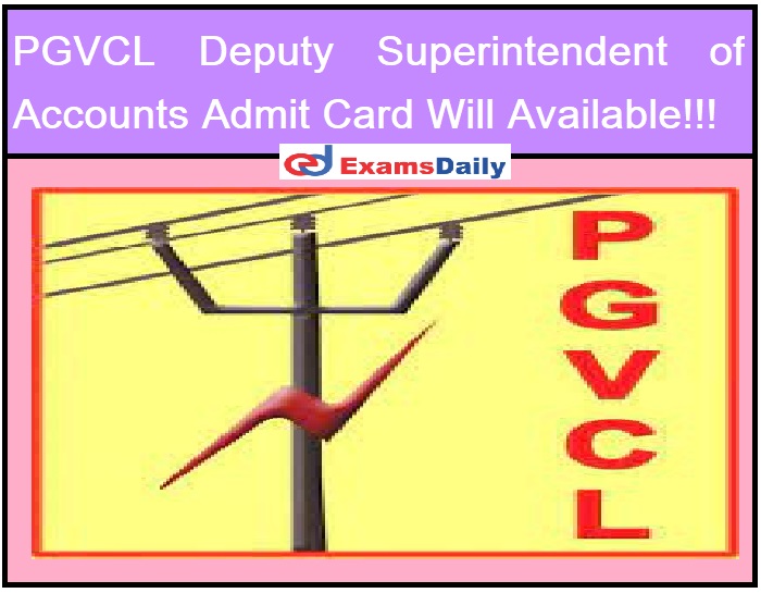 PGVCL Deputy Superintendent of Accounts Admit Card Will Available_ Here it’s Exam Date Details!!!
