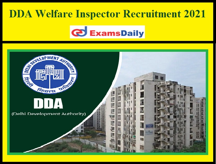 DDA Welfare Inspector Recruitment 2021