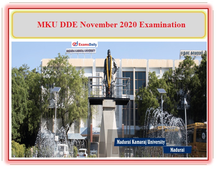MKU DDE November 2021 Examination will be Announced Shortly