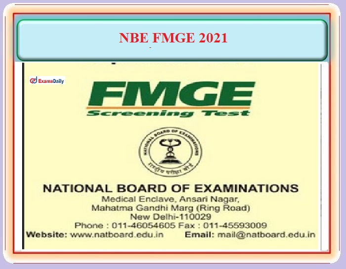 NBE FMGE June 2021 Notice for Cut off date