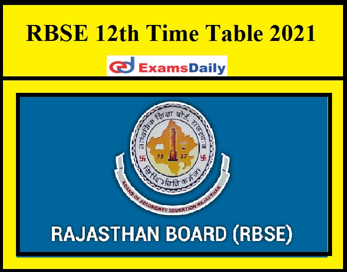 RBSE 12th Time Table 2021