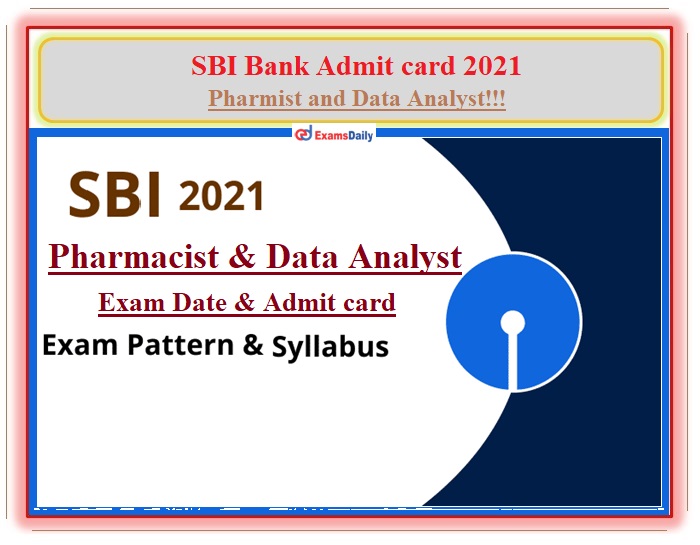 State Bank of India Pharmacist and Data Analyst Post Exam 2021