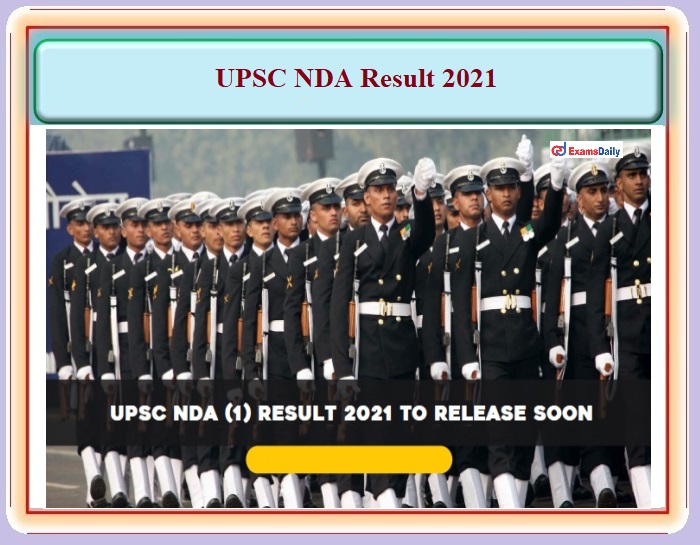 UPSC National Defence Academy (NDA) Result 2021