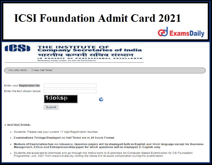 ICSI Foundation Admit Card 2021