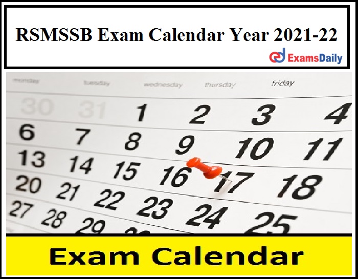 RSMSSB Exam Calendar Year 2021-22