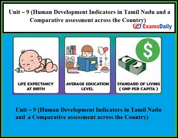 Unit – 9 (Human Development Indicators in Tamil Nadu and a Comparative assessment across the Country)