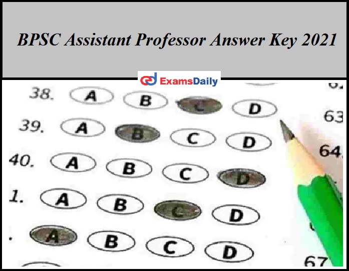 BPSC Assistant Professor Answer Key 2021