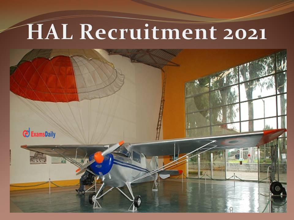 HAL Recruitment 2021 OUT – Salary Up to Rs. 37,383- PM Apply Here!!!
