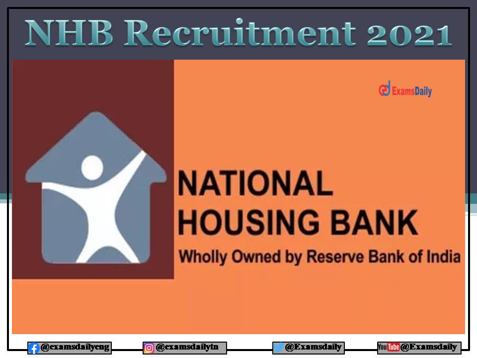 NHB Recruitment 2021 Notice OUT – For Various Manager Vacancies Apply Online!!!