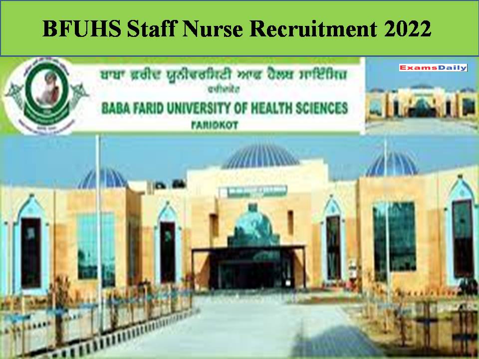 BFUHS Staff Nurse Recruitment 2022 