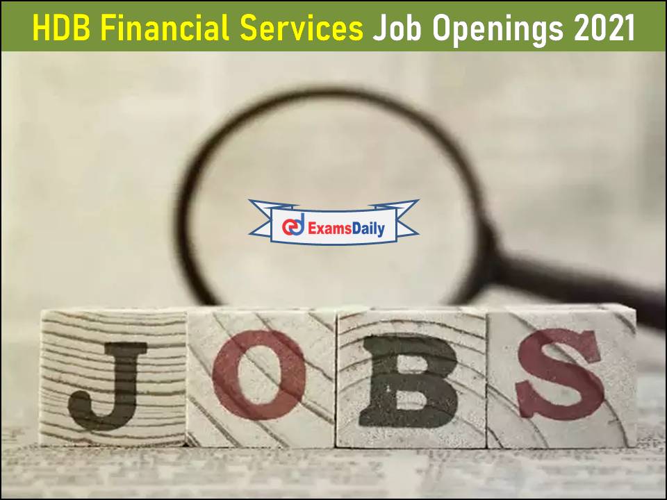 HDB Financial Services Job Openings 2021 Available- Graduates Can Apply!!!!