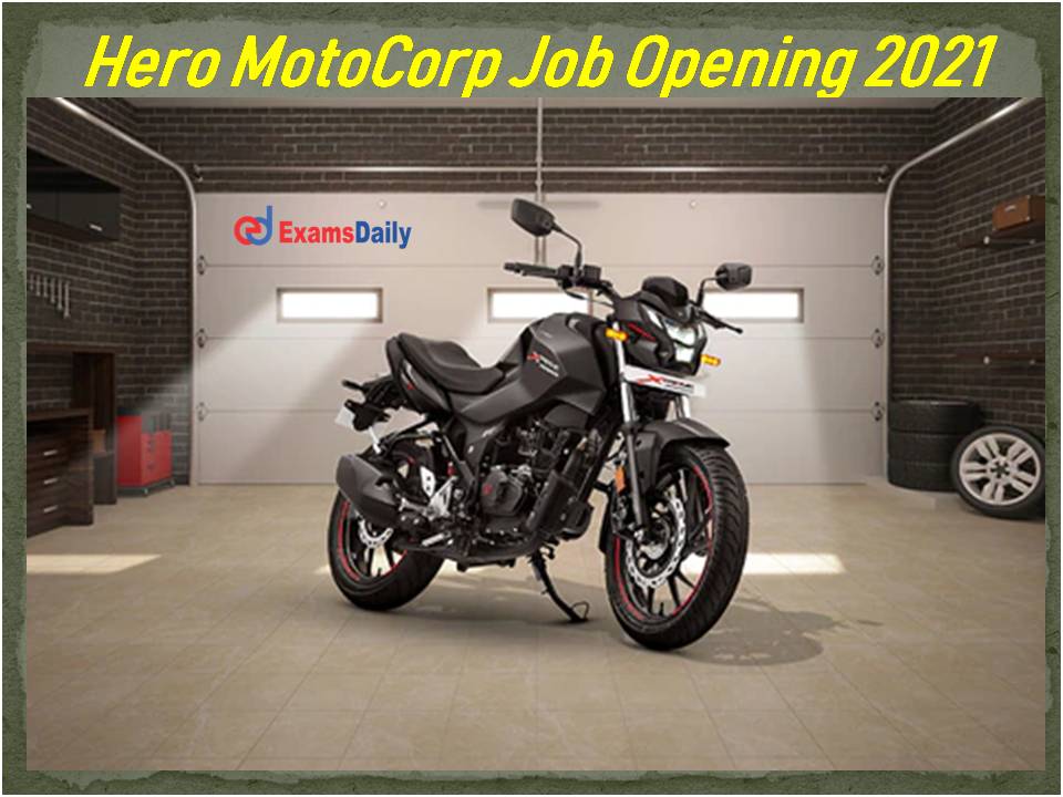 Hero MotoCorp Job Opening 2021 Available