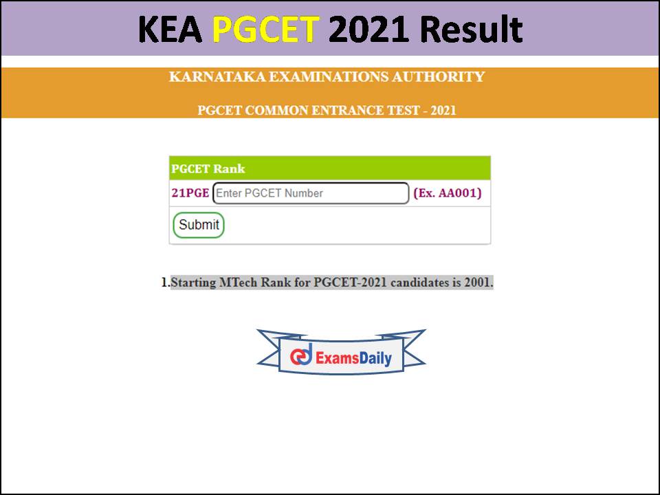 Karnataka PGCET 2021 Result