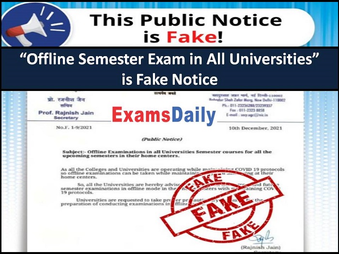“Offline Semester Exam in All Universities” is Fake Notice (1)