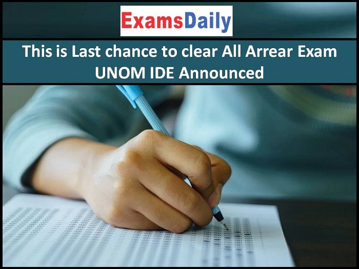 This is Last chance to clear All Arrear Exam
