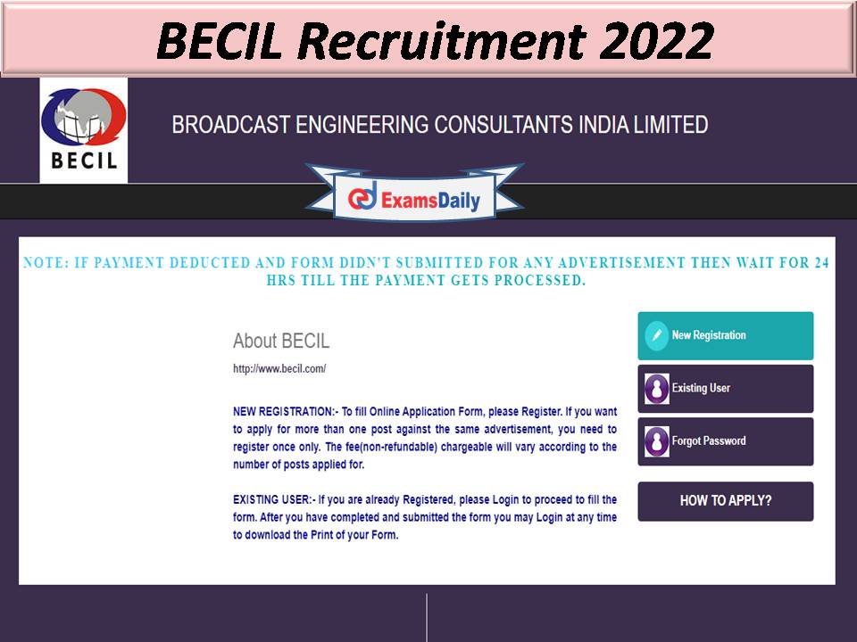 BECIL Recruitment 2022 Released- Graduates Can Apply Online!!