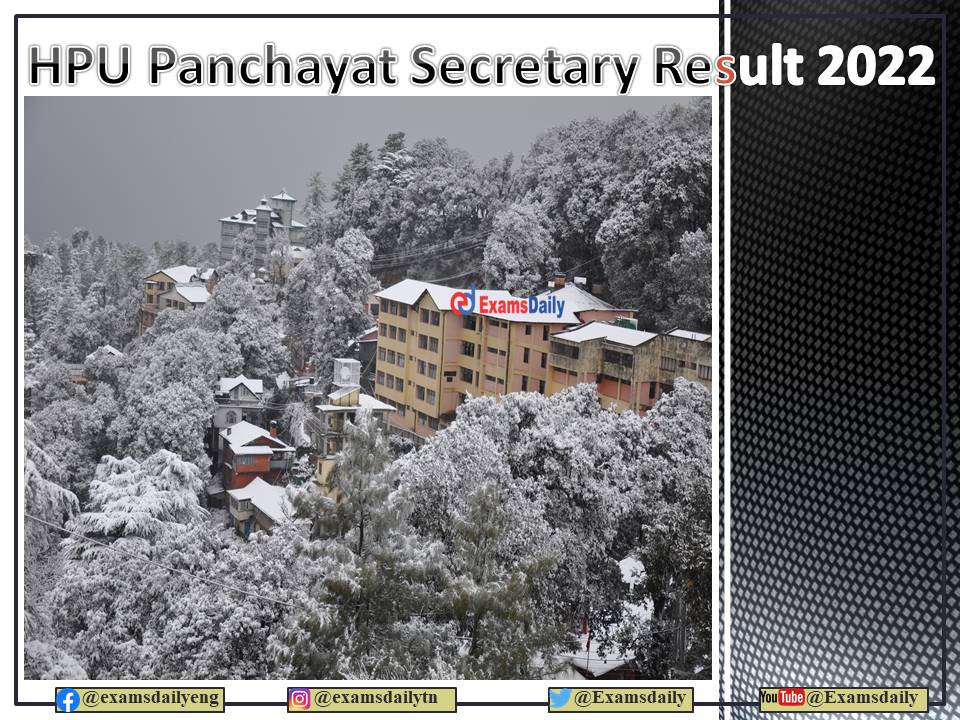 HPU Panchayat Secretary Result 2022 – Download Cutoff, Merit List and Details Here!!!